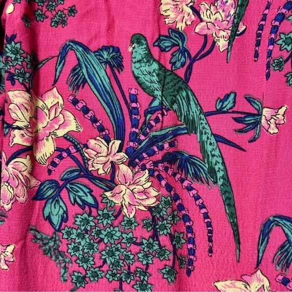 MAEVE Long Sleeve Tropical Bird Floral Print Dress with Polka Dot Contast - Picture 6 of 9